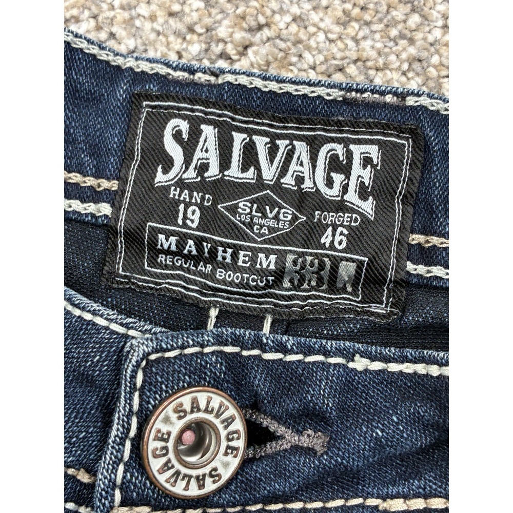 SALVAGE MAYHEM BUCKLE SLVG Regular Boot Cut Denim Blue Jeans 33L #0415